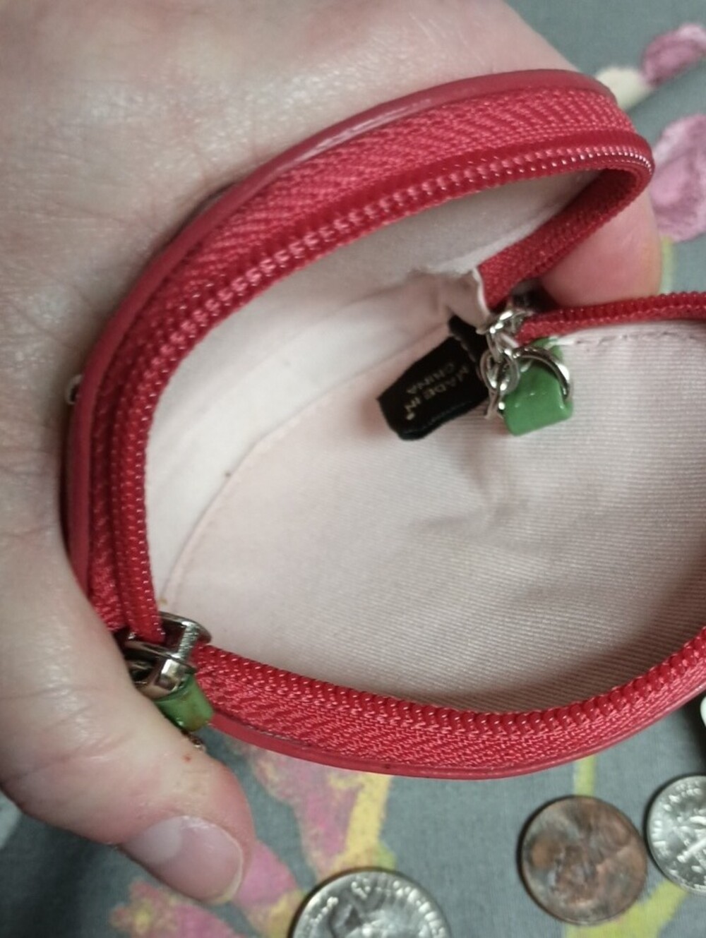 Vintage Coach Strawberry Leather Coin Purse Key Ring Bag Charm F60881 Y2K Rare - Picture 10 of 10